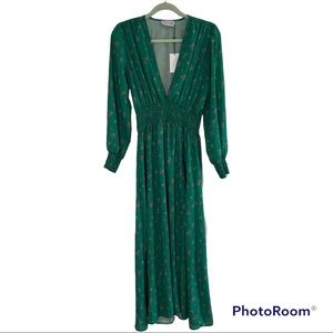 NEW RESA Jade Ditsy Floral Green Maxi Dress Size Medium Made in USA